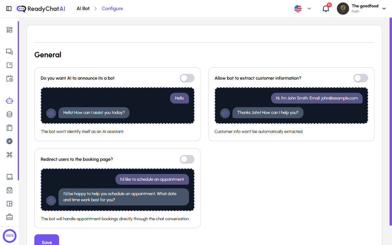 General Settings Feature Cards