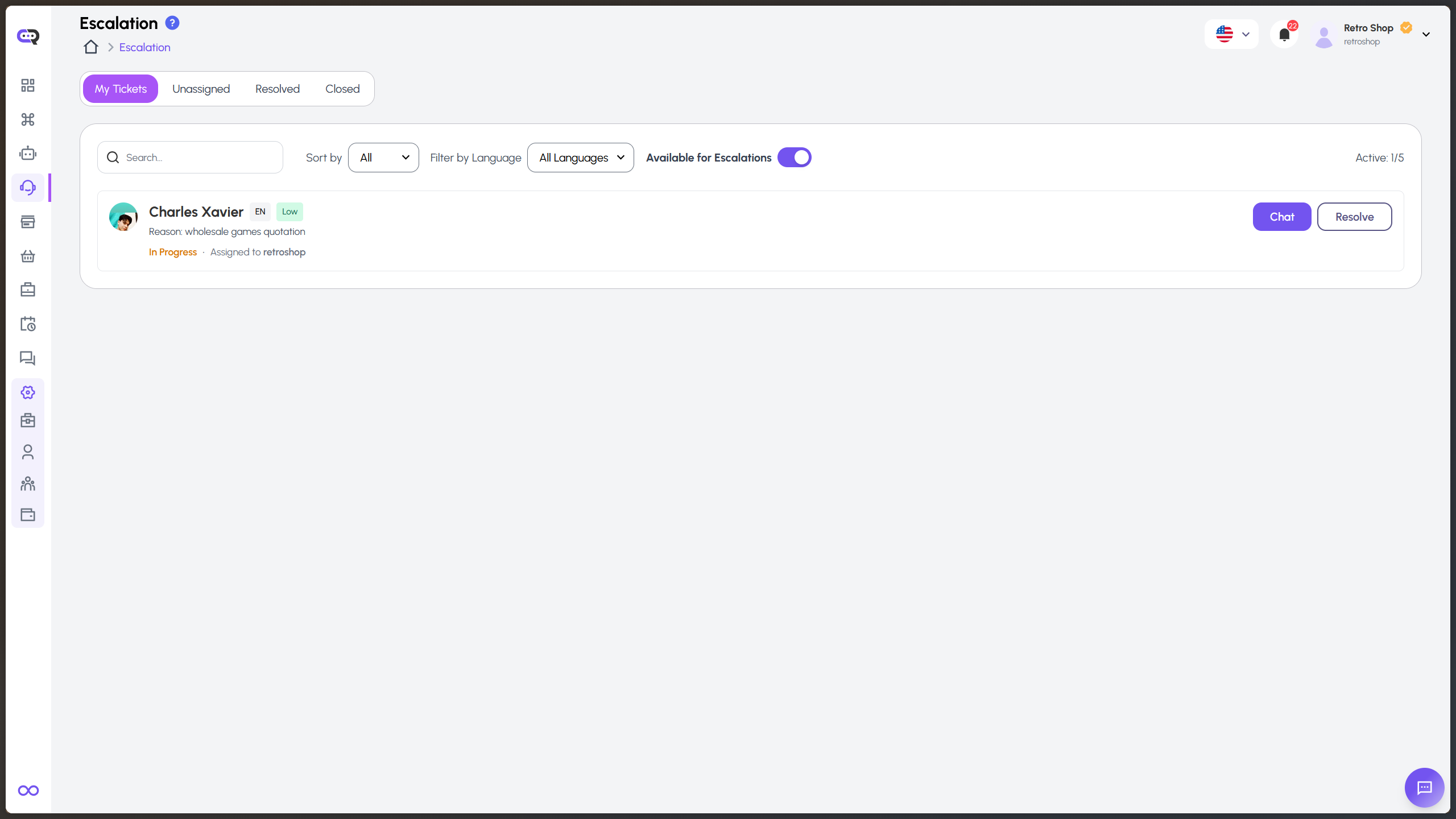 Escalations Queue View
