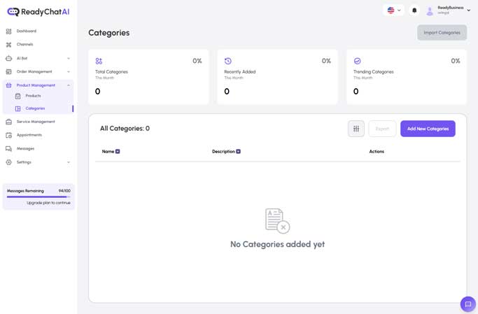 Categories Interface