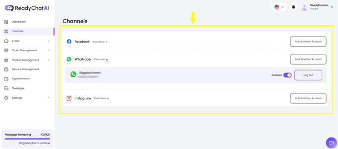 ReadyChatAI Channel Controls