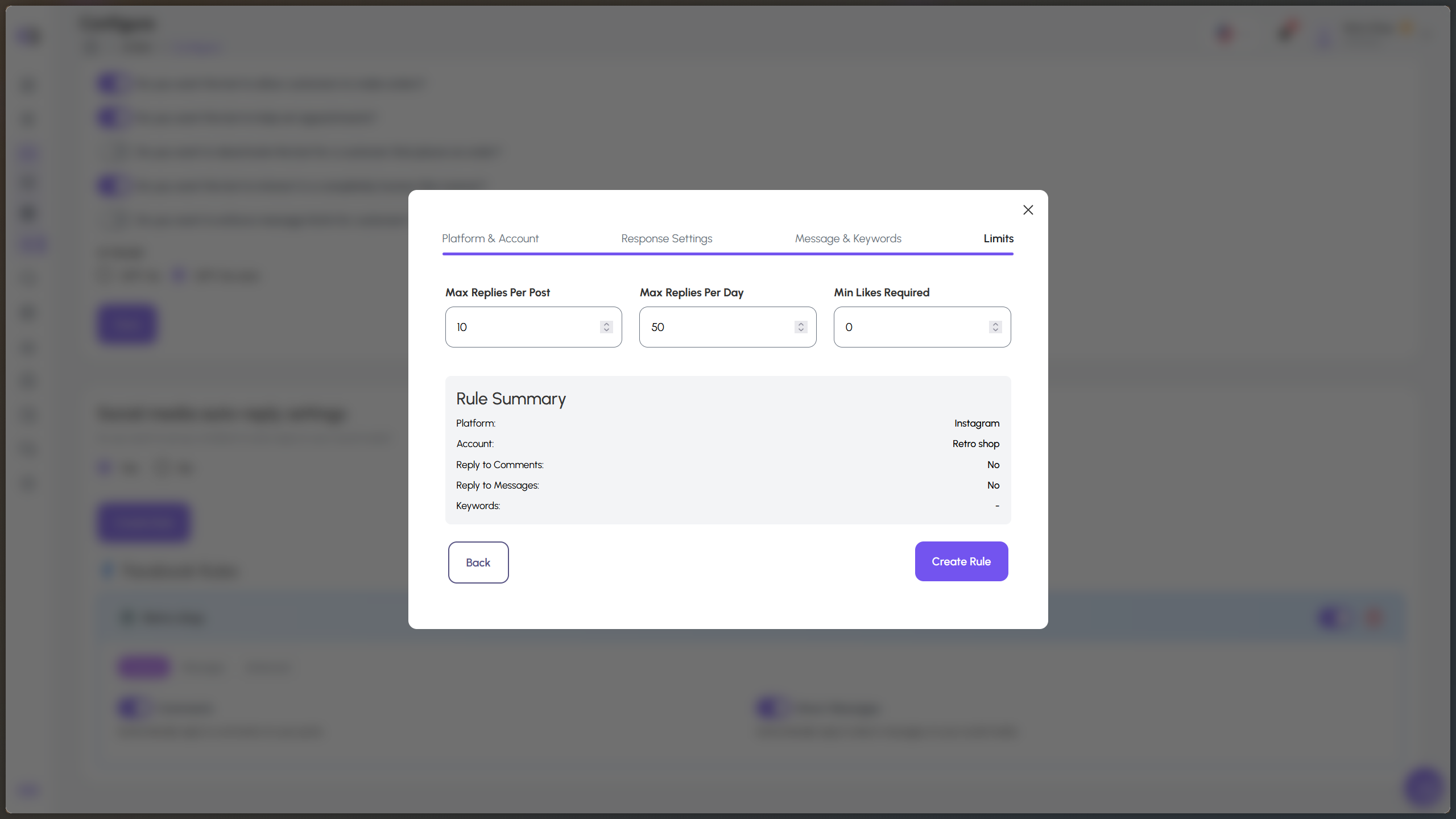 Establecer Límites y Revisar Resumen