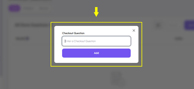 Modal para agregar una nueva pregunta de checkout